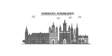 Germany, Wiesbaden city isolated skyline vector illustration, travel landmark