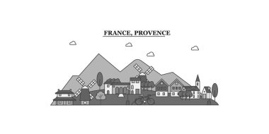France, Provence city isolated skyline vector illustration, travel landmark