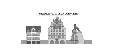 Germany, Braunschweig city isolated skyline vector illustration, travel landmark