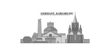 Germany, Karlsruhe city isolated skyline vector illustration, travel landmark