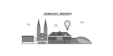 Germany, Bremen city isolated skyline vector illustration, travel landmark