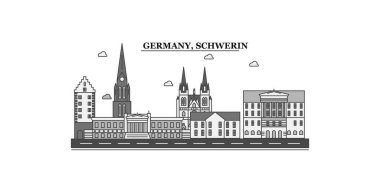 Germany, Schwerin city isolated skyline vector illustration, travel landmark