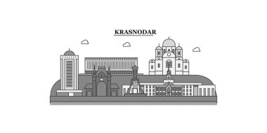 Russia, Kransodar City city isolated skyline vector illustration, travel landmark