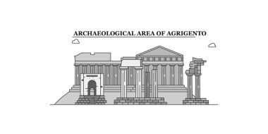 Italy, Agrigento city isolated skyline vector illustration, travel landmark