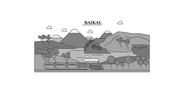 Russia, Baikal city isolated skyline vector illustration, travel landmark