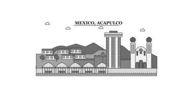 Mexico, Acapulco city isolated skyline vector illustration, travel landmark