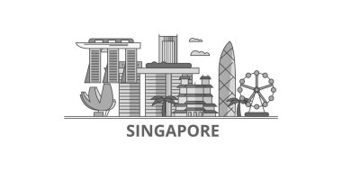 Singapore-City city isolated skyline vector illustration, travel landmark
