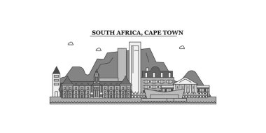 South Africa, Cape Town city isolated skyline vector illustration, travel landmark