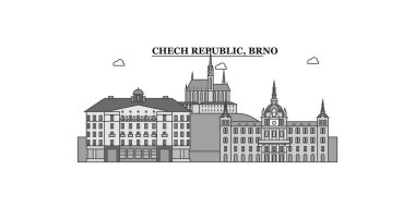 Czech Republic, Brno city isolated skyline vector illustration, travel landmark