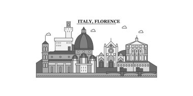 Italy, Florence city isolated skyline vector illustration, travel landmark