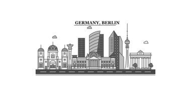 Germany, Berlin city isolated skyline vector illustration, travel landmark
