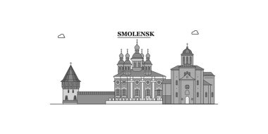 Russia, Smolensk city isolated skyline vector illustration, travel landmark