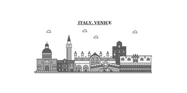 Italy, Venice city isolated skyline vector illustration, travel landmark