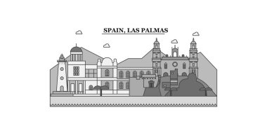 Spain, Las Palmas city isolated skyline vector illustration, travel landmark