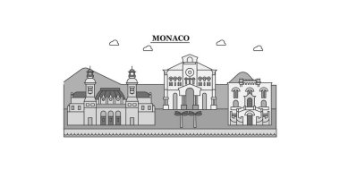 Monaco city isolated skyline vector illustration, travel landmark