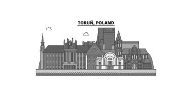 Poland, Torun city isolated skyline vector illustration, travel landmark