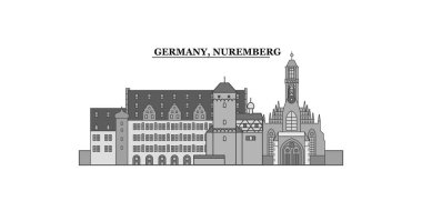 Germany, Nuremberg city isolated skyline vector illustration, travel landmark