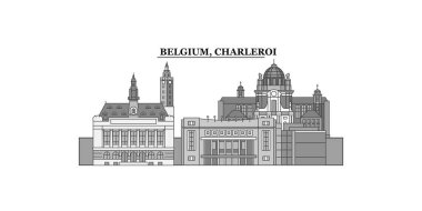 Belgium, Charleroi city isolated skyline vector illustration, travel landmark