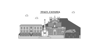 Italy, Catania city isolated skyline vector illustration, travel landmark