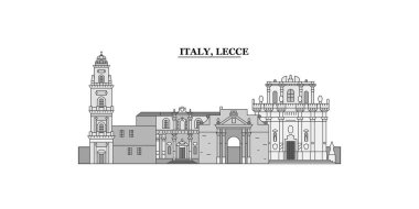 Italy, Lecce city isolated skyline vector illustration, travel landmark