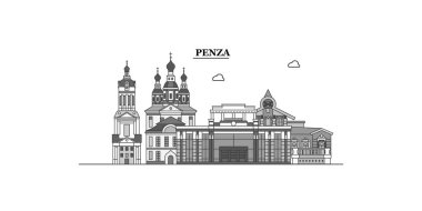 Russia, Penza city isolated skyline vector illustration, travel landmark