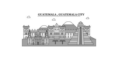 Guatemala, Guatemala City city isolated skyline vector illustration, travel landmark