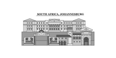 South Africa, Johannesburg city isolated skyline vector illustration, travel landmark
