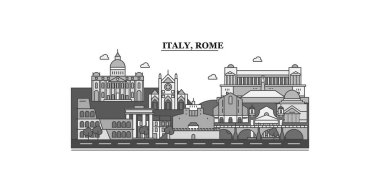 Italy, Rome city isolated skyline vector illustration, travel landmark