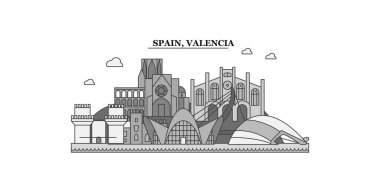 Spain, Valencia city isolated skyline vector illustration, travel landmark