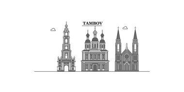 Russia, Tambov city isolated skyline vector illustration, travel landmark