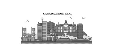 Canada, Montreal city isolated skyline vector illustration, travel landmark