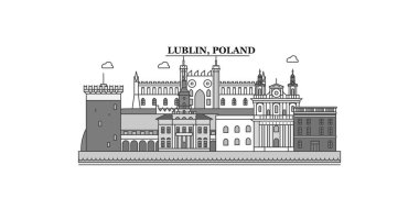 Poland, Lublin city isolated skyline vector illustration, travel landmark