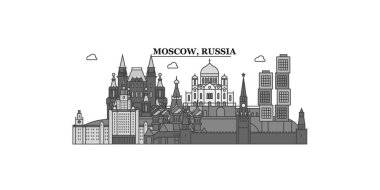 Russia, Moscow city isolated skyline vector illustration, travel landmark