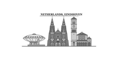 Netherlands, Eindhoven city isolated skyline vector illustration, travel landmark