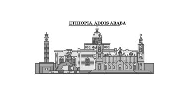 Ethiopia, Addis Ababa city isolated skyline vector illustration, travel landmark