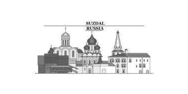 Russia, Suzdal City city isolated skyline vector illustration, travel landmark