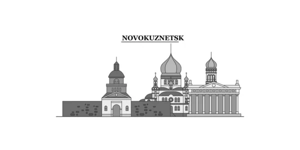 Ρωσία Novokuznetsk Πόλη Απομονωμένη Απεικόνιση Φορέα Ορίζοντα Ταξίδια Ορόσημο — Διανυσματικό Αρχείο