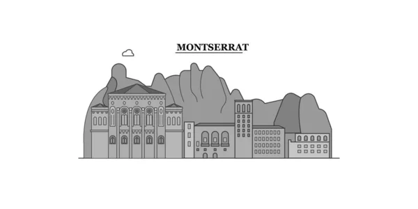 Montserrat Πόλη Απομονωμένη Εικόνα Φορέα Ορίζοντα Ταξιδιωτικό Ορόσημο — Διανυσματικό Αρχείο