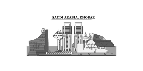 Saudi Arabia Khobar City Isolated Skyline Vector Illustration Travel Landmark — Vector de stock