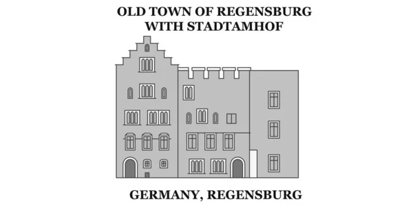 Germany Regensburg City Isolated Skyline Vector Illustration Travel Landmark — Image vectorielle