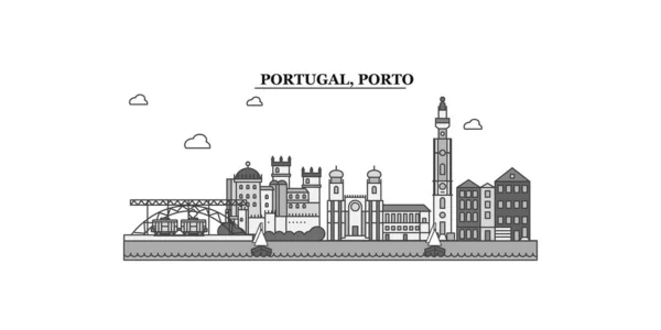 Portugal Porto City Isolated Skyline Vector Illustration Travel Landmark — Vector de stock