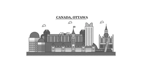 Canada Ottawa City Isolated Skyline Vector Illustration Travel Landmark — 图库矢量图片