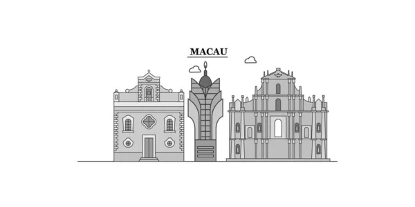 China Macau City Isolated Skyline Vector Illustration Travel Landmark — Vettoriale Stock