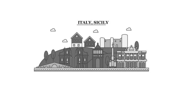 Italy Sicily City Isolated Skyline Vector Illustration Travel Landmark — Archivo Imágenes Vectoriales