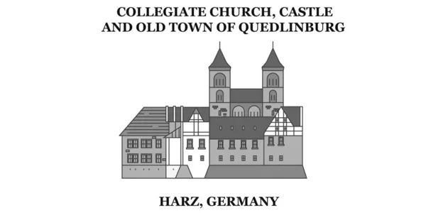 Germany Quedlinburg City Isolated Skyline Vector Illustration Travel Landmark — Image vectorielle