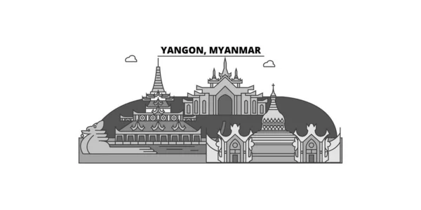 Myanmar Yangon City Isolated Skyline Vector Illustration Travel Landmark — 图库矢量图片