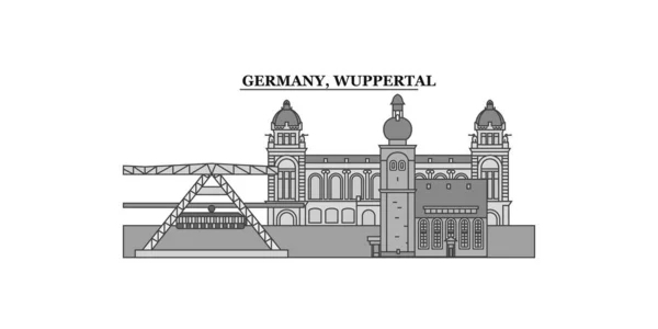 Germany Wuppertal City Isolated Skyline Vector Illustration Travel Landmark — Stok Vektör