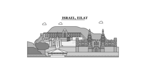 Israel Eilat City Isolated Skyline Vector Illustration Travel Landmark — Vector de stock