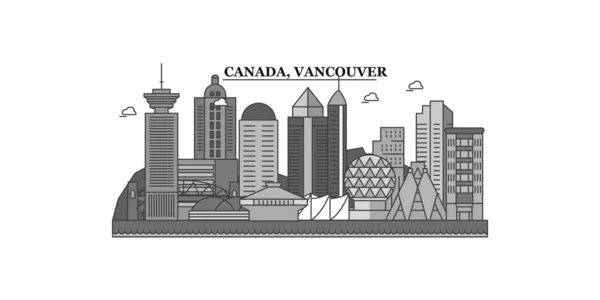 Canada Vancouver City Isolated Skyline Vector Illustration Travel Landmark — Stok Vektör