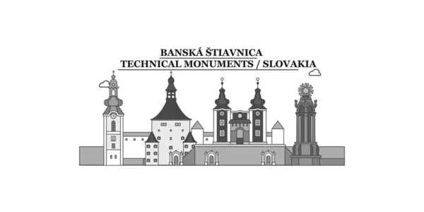 Slovakia Banska Stiavnica City Isolated Skyline Vector Illustration Travel Landmark — Vector de stock
